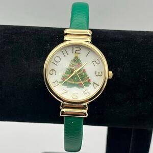 Gold & Green Christmas Tree Watch